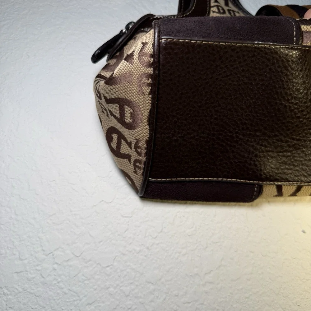 Etienne Aigner VTG‎ Brown Canvas Leather Signature Logo Satchel Handbag Purse